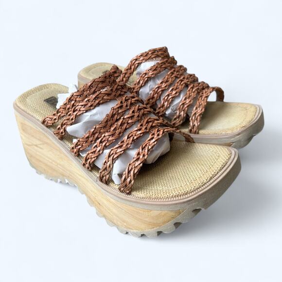 Vintage 90s Y2K SODA Braided Chunky Platform Wedge Sandals Womens Size 9 10 Boho - Picture 3 of 14